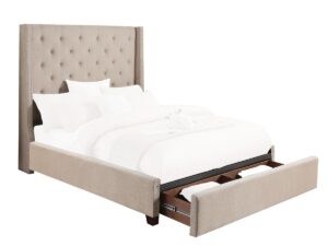 Fairborn Beige Upholstered Storage Platform Bed AGA 5877BE-DW