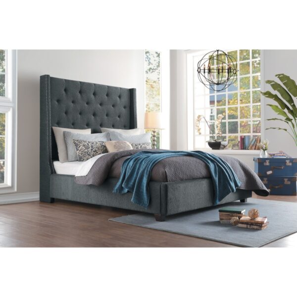 Fairborn Gray Upholstered Platform Bed (Room View)