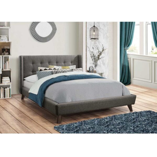 Carrington Grey Upholstered Platform Bed (Room View)